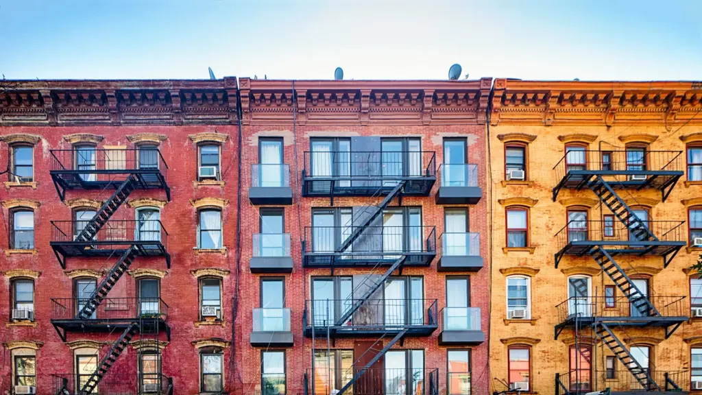 NYC view of a condo building.